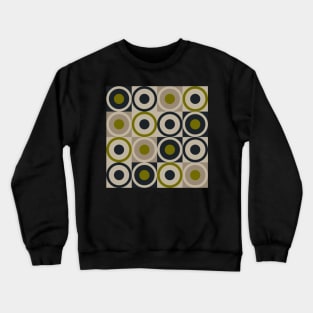 Retro Square and Circle Tile Olive Black and Cream Crewneck Sweatshirt